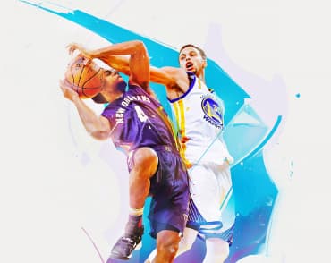 постер с баскетболистами новый орлеан играют против золотой звезды